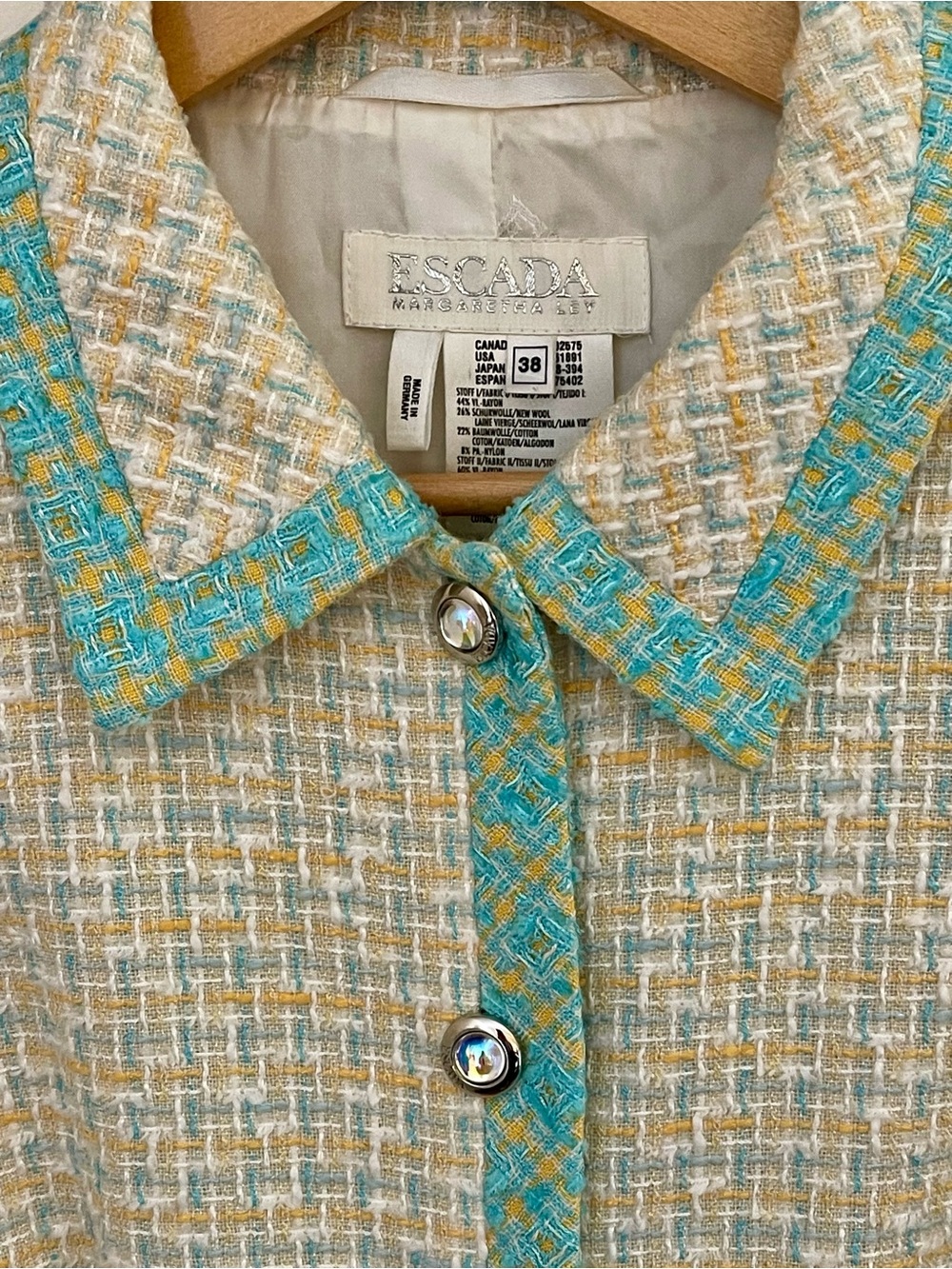 Vintage ESCADA Margaretha Ley Tweed Skirt Suit 38 Made Germany - Picture 6 of 13